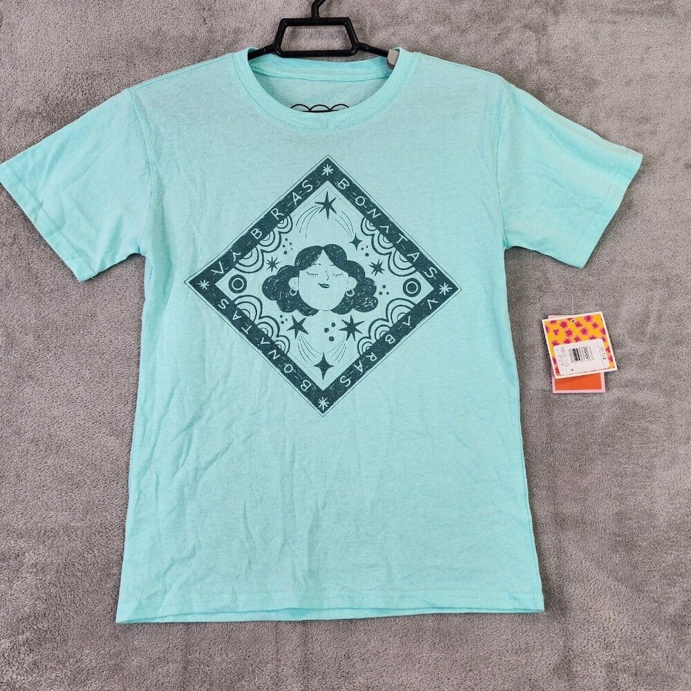 Unisex Blue Shirt JZD Vibras Bonita Short Sleeve Latino Heritage Size L